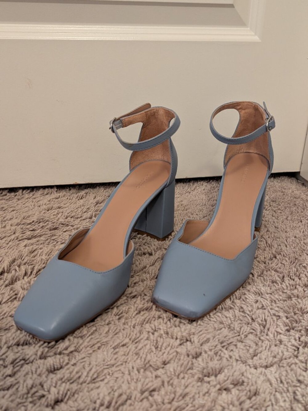 Nordstrom Cornflower Blue Block Heel Pumps | Size 9 | Ankle Strap